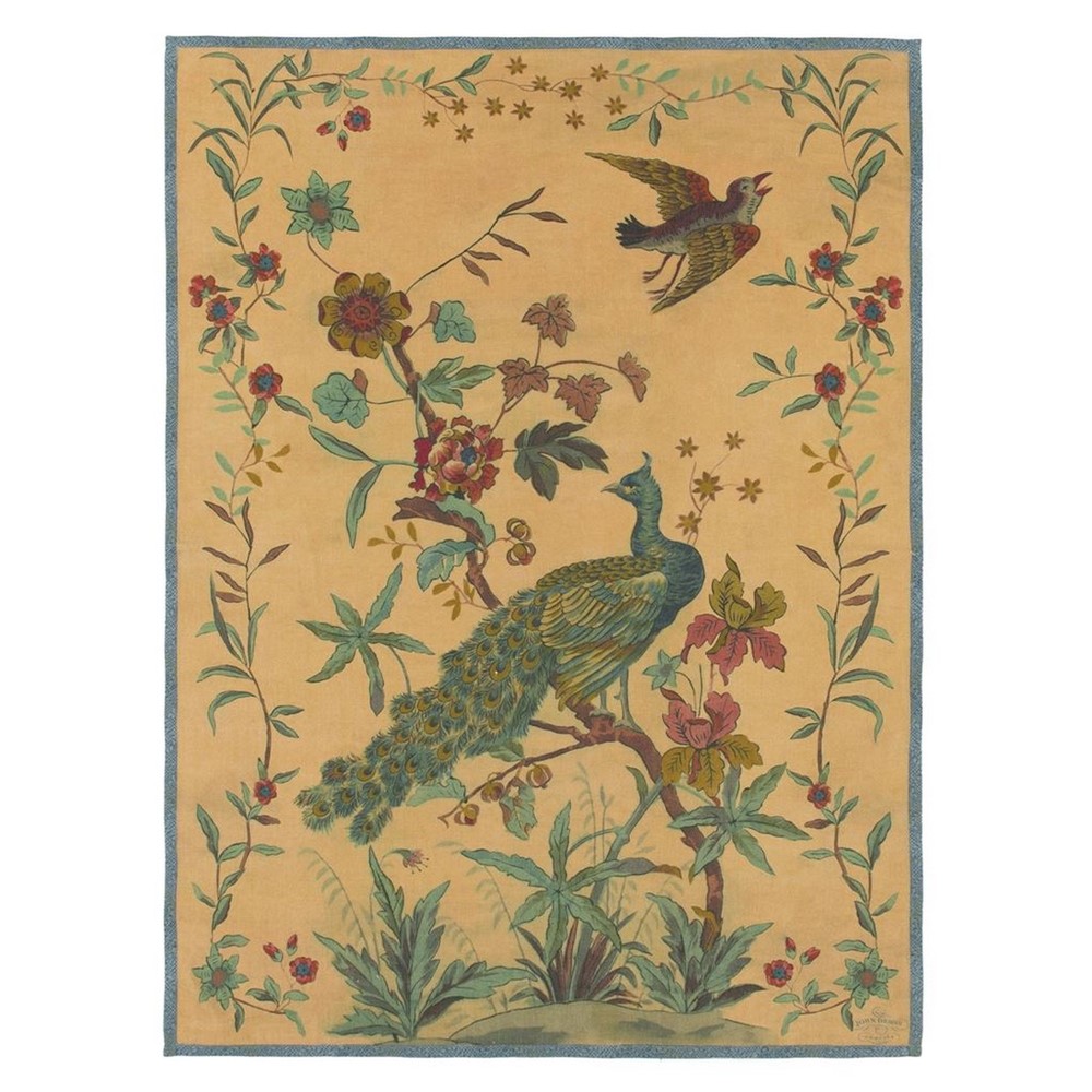 Peacock Toile Floral Throw by John Derian in Sepia